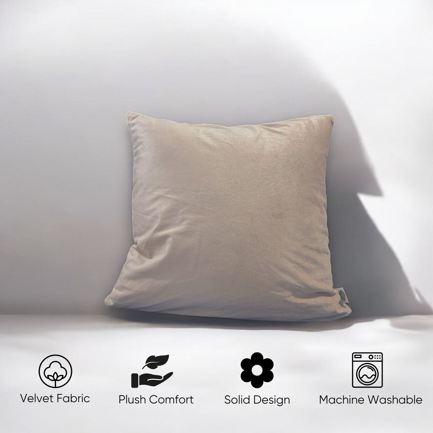 Beige Velvet Cushion Cover | Sahara Whisper - Set of 3