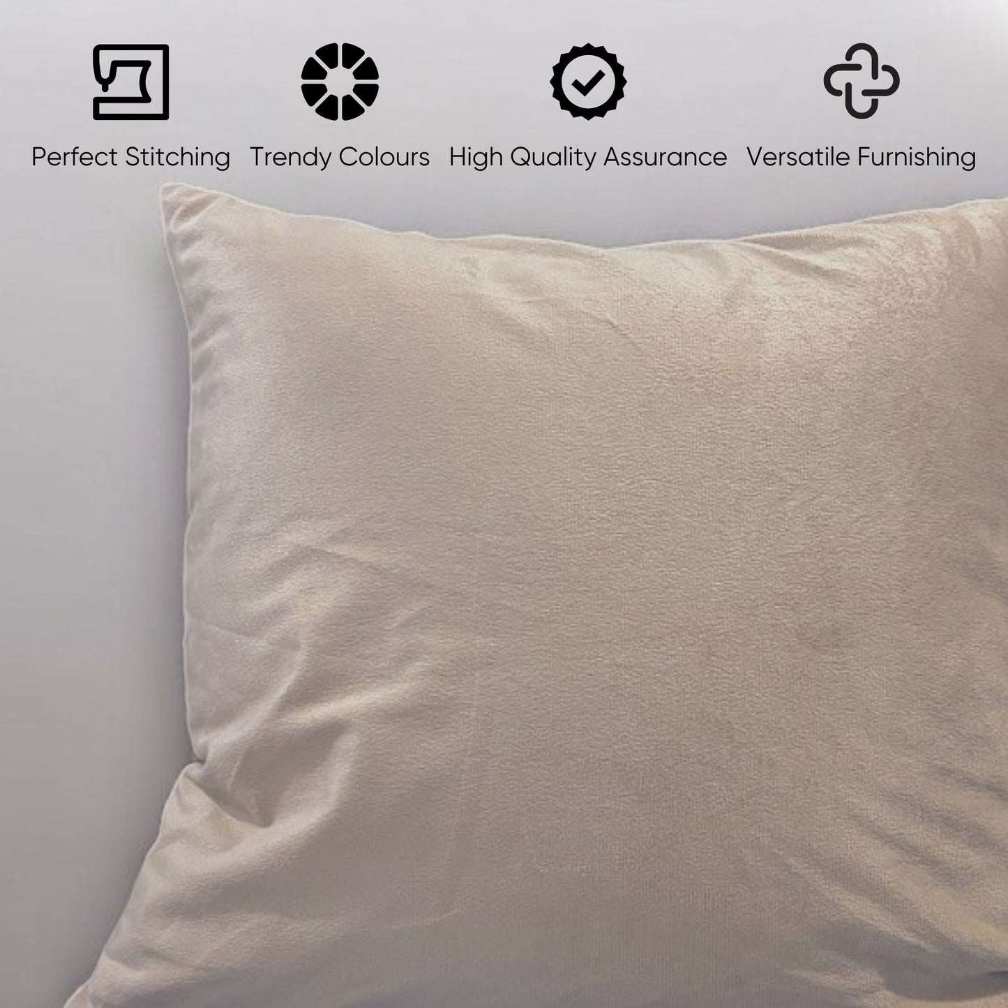 Beige Velvet Cushion Cover | Sahara Whisper - Set of 3
