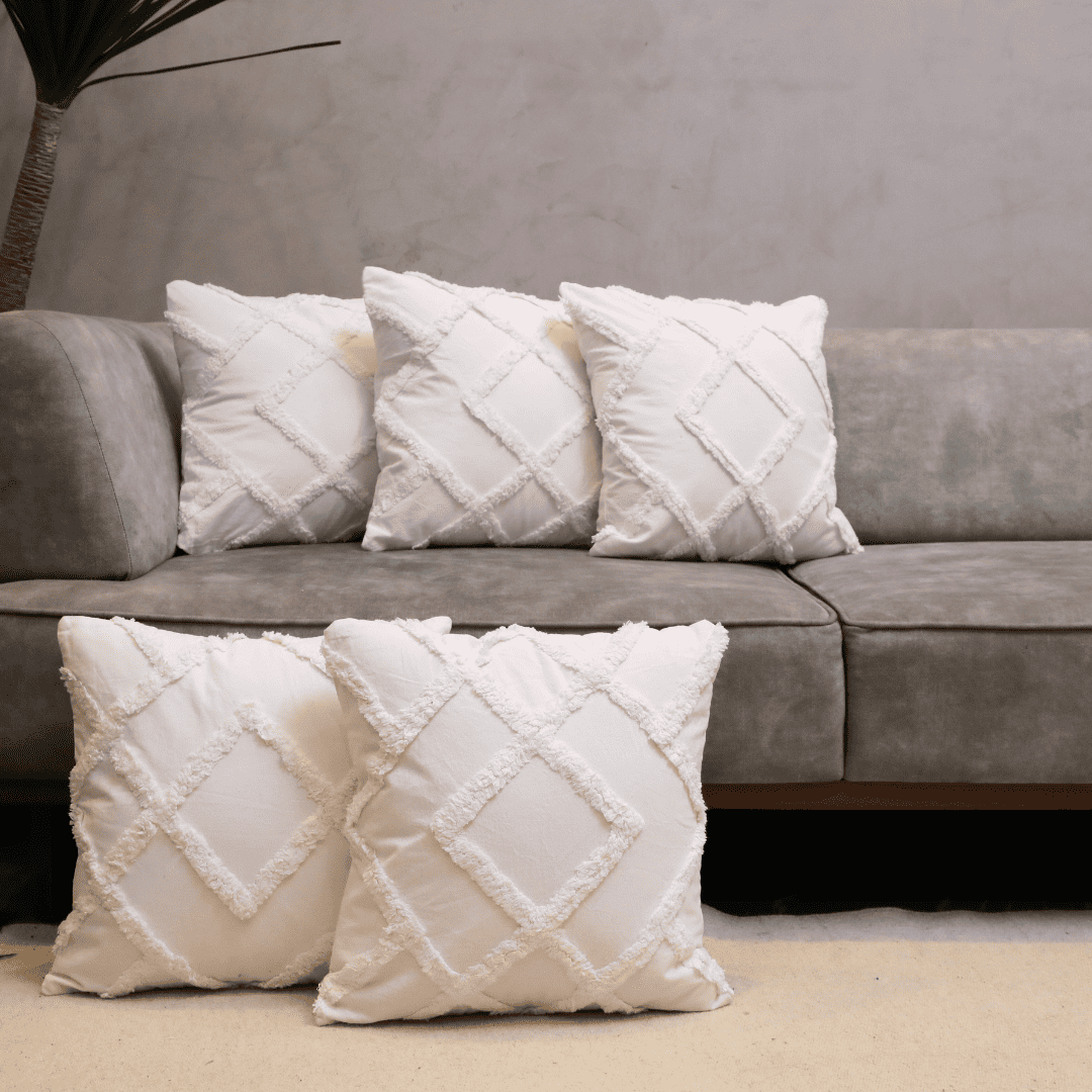 Diamond Ivory Tufted Cushion Cover