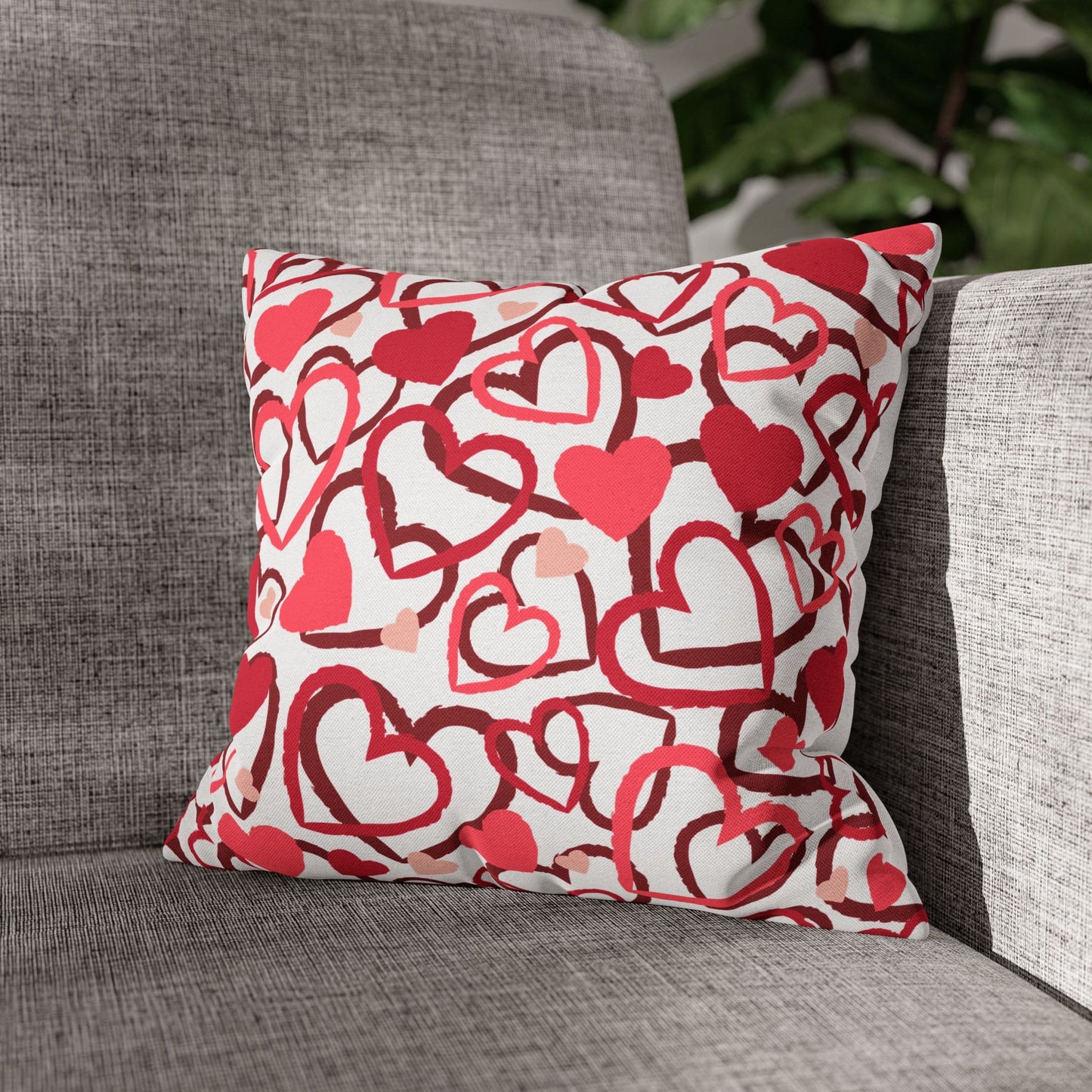 Heart Doodle Cushion Cover for Valentine - Velvet - 16x16in