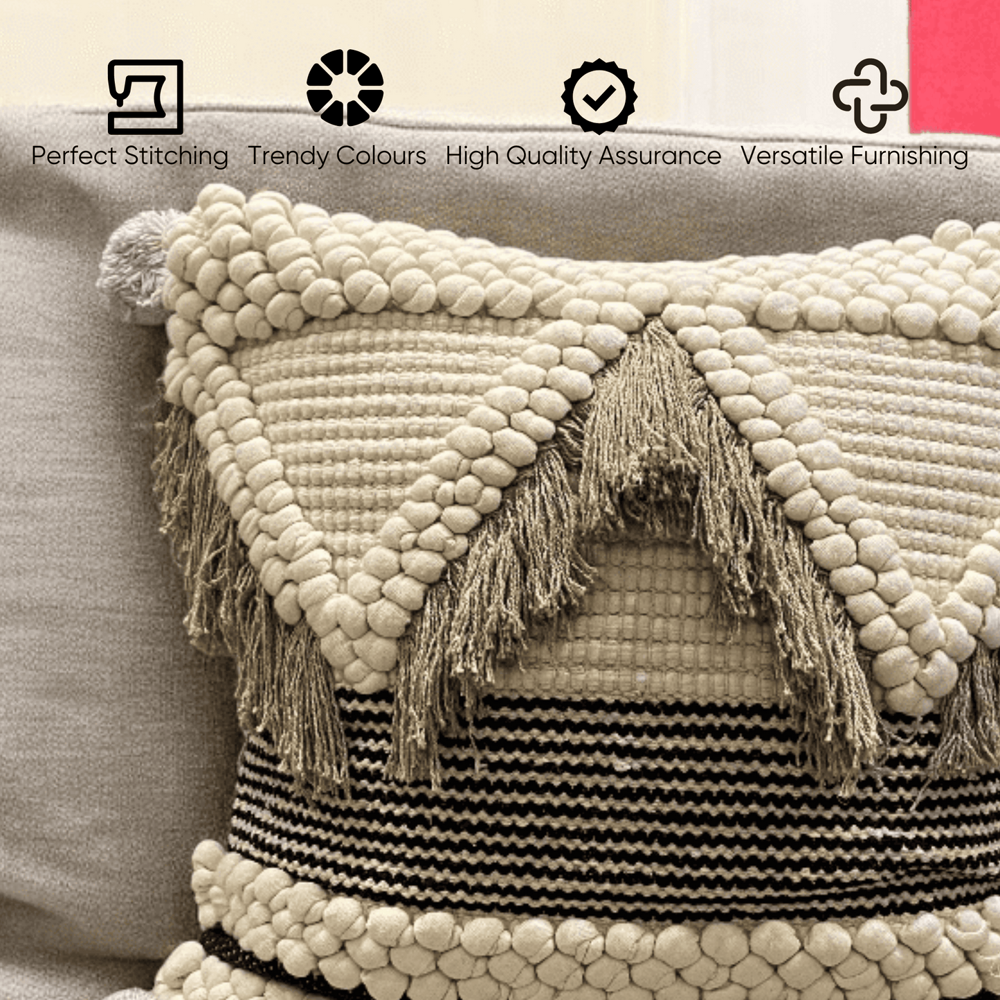 Boho Chic Tufted Cushion Cover