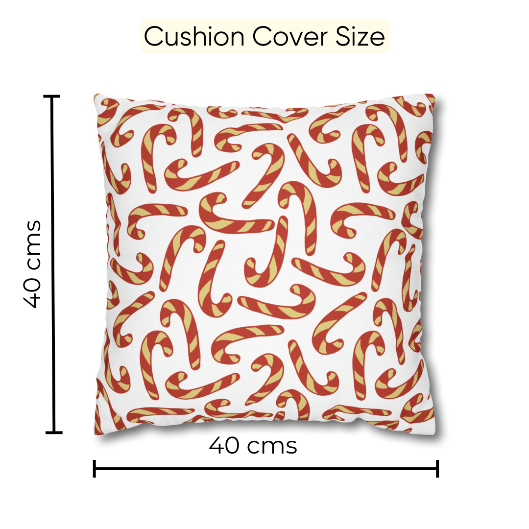 Candy Cane Velvet Chirstmas Cushion Cover