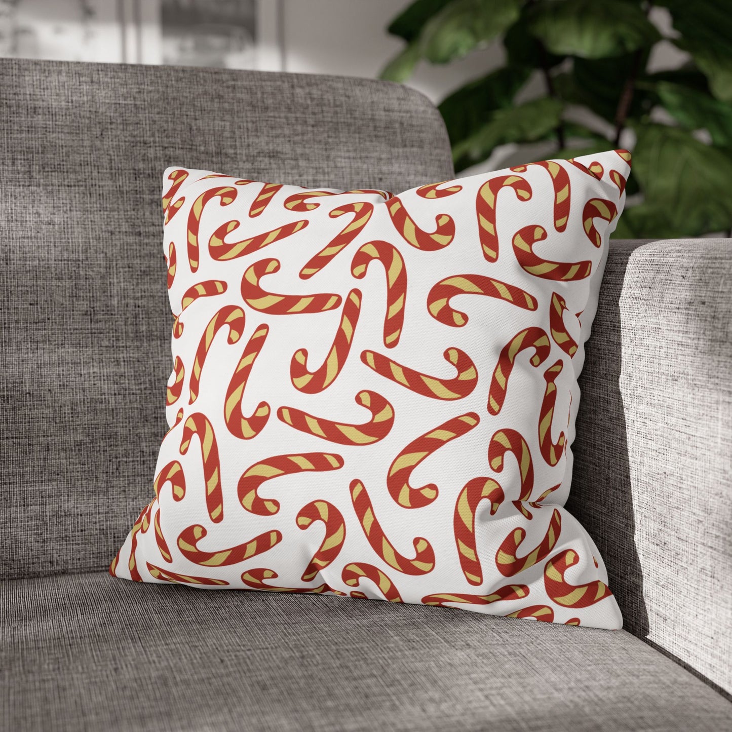 Candy Cane Velvet Chirstmas Cushion Cover