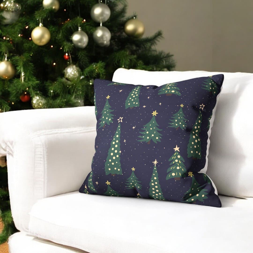 Christmas Trees & Candy Cane Velvet Christmas Cushion Cover Set of 5 - Combo