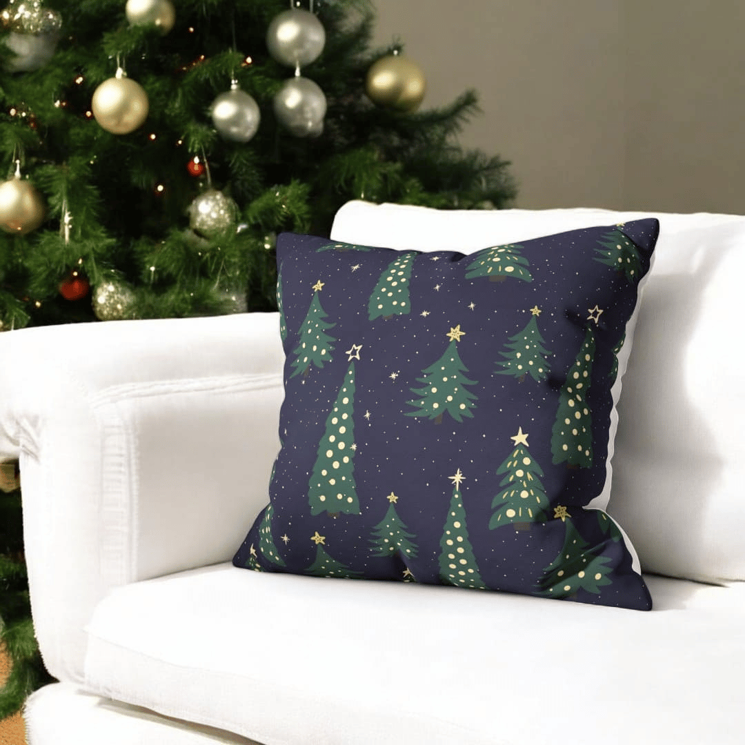 Christmas Trees Velvet Chirstmas Cushion Cover