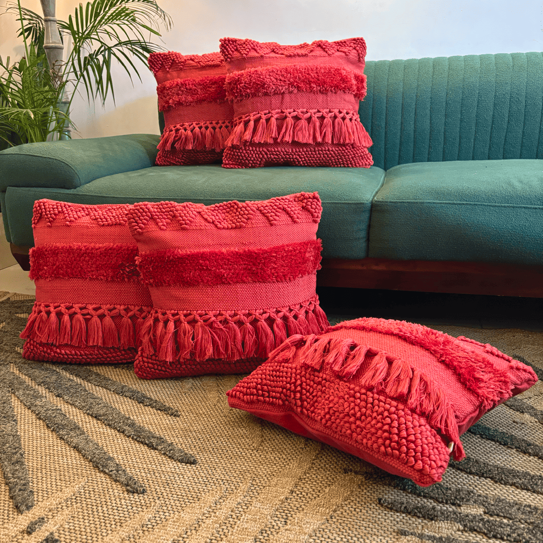 Buy Crimson Charm Tufted Cushion Cover Online Lushlyf