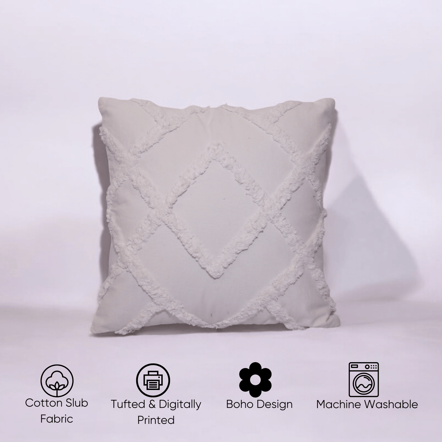Diamond Ivory Tufted Cushion Cover