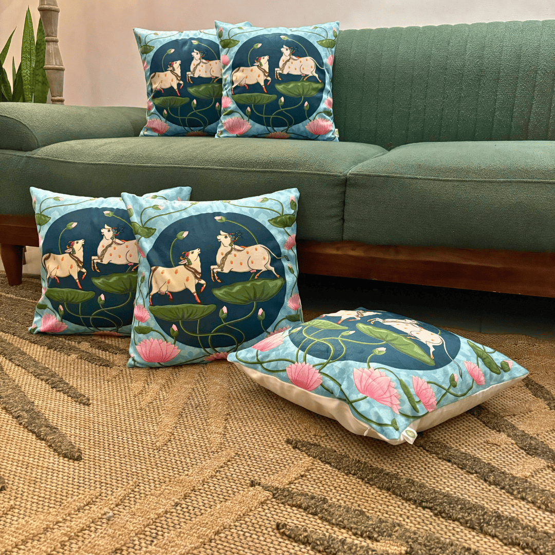 Divine Lotus Festive Velvet Cushion Cover