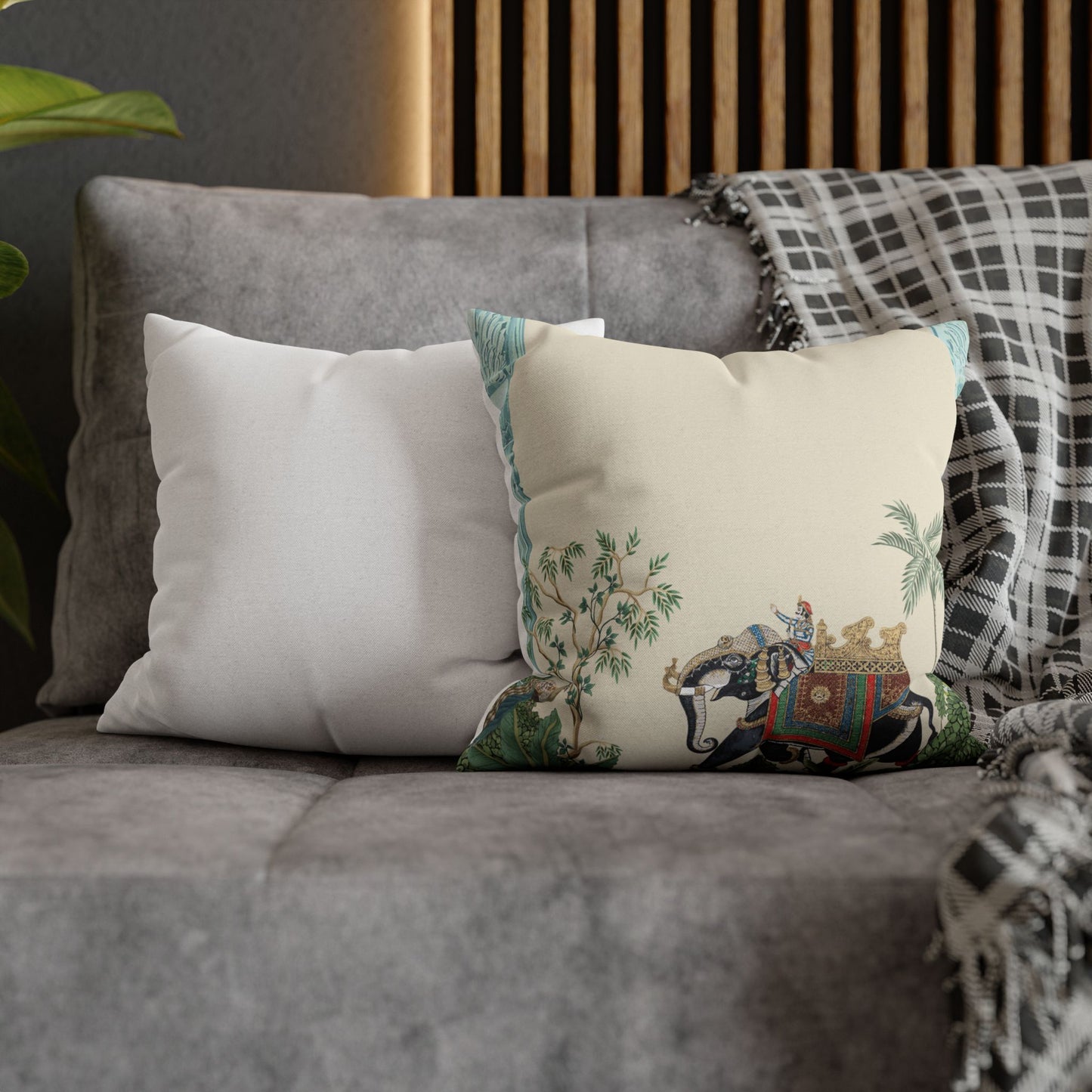 Elephant Yatra Taffeta Silk Cushion Cover