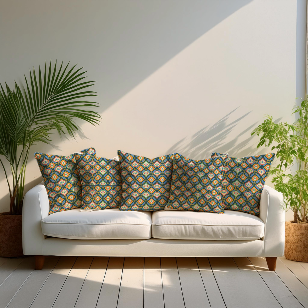 Festive Geometric Velvet Cushion Cover