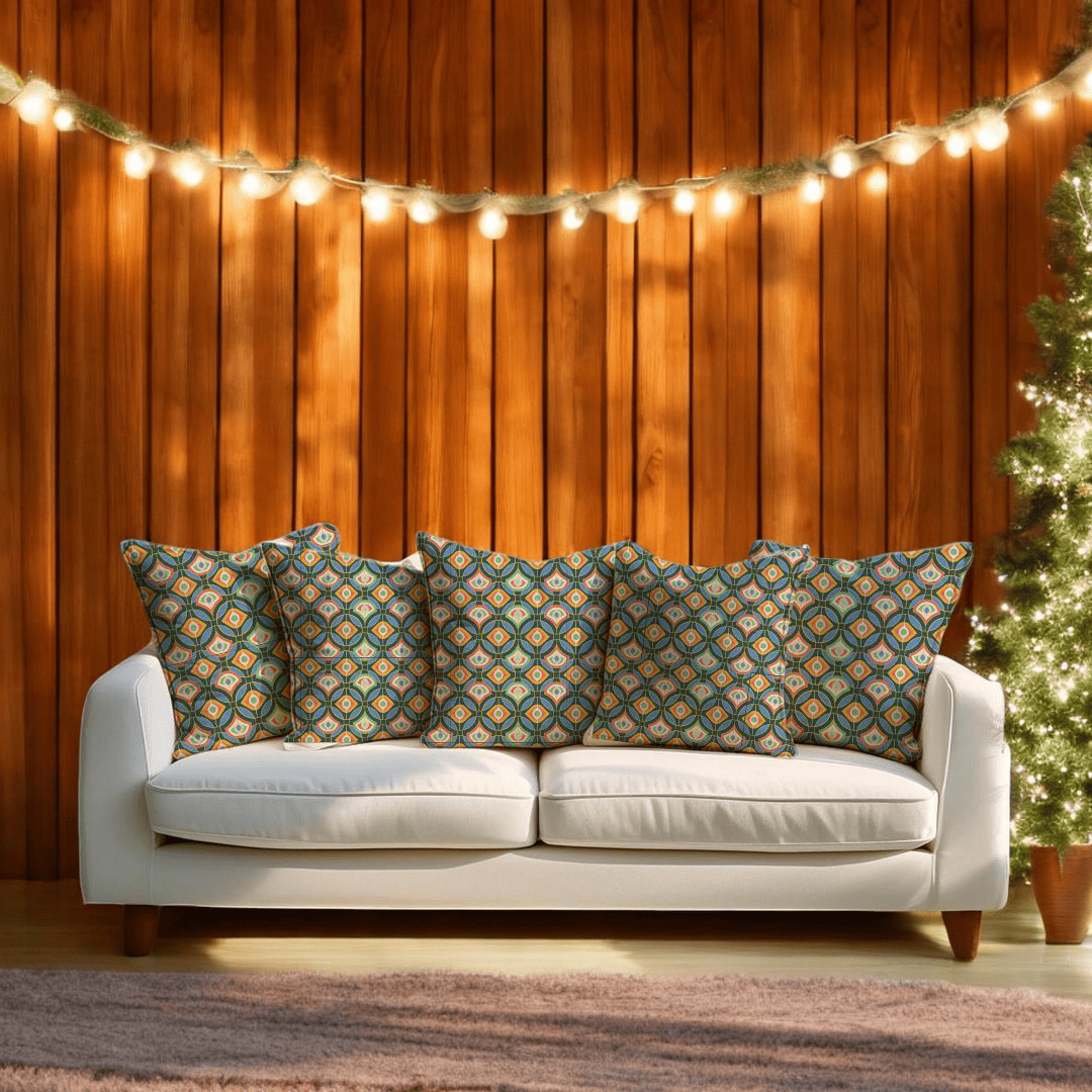 Festive Geometric Velvet Cushion Cover