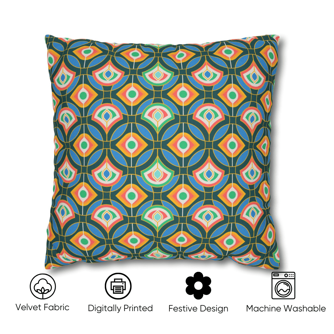 Festive Geometric Velvet Cushion Cover