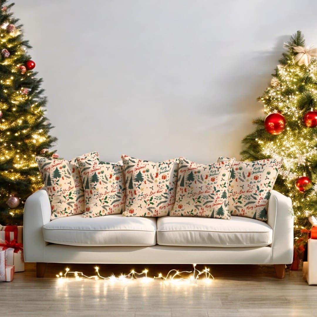 Festive Greetings Velvet Christmas Cushion Cover