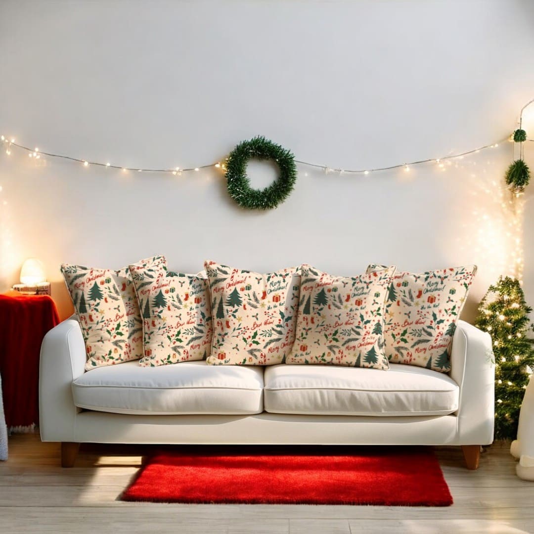 Festive Greetings Velvet Christmas Cushion Cover