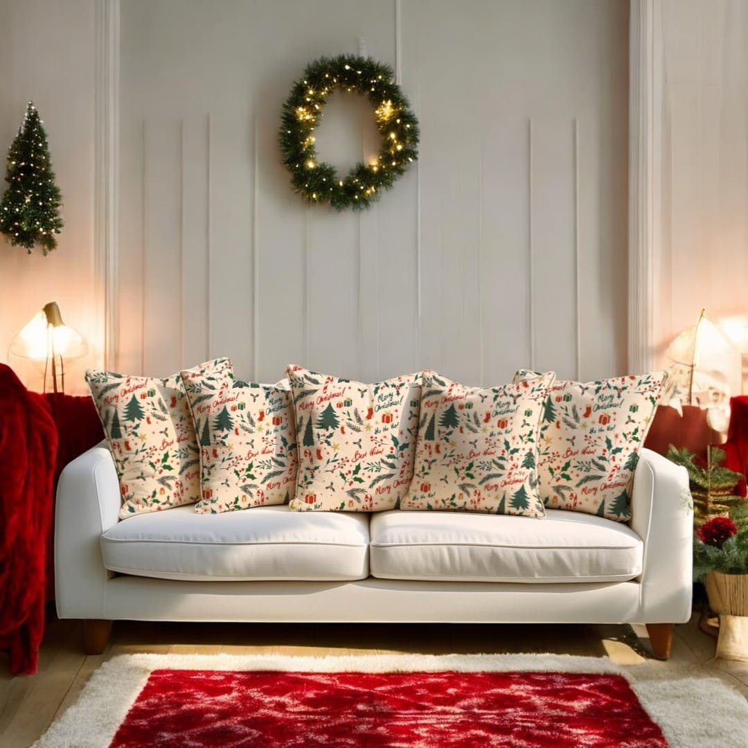 Festive Greetings Velvet Christmas Cushion Cover