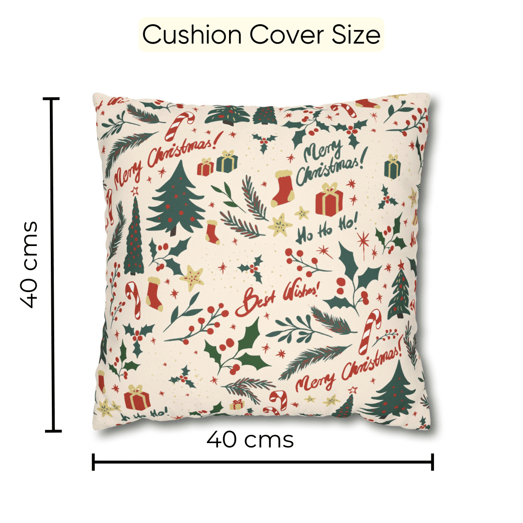 Festive Greetings Velvet Christmas Cushion Cover