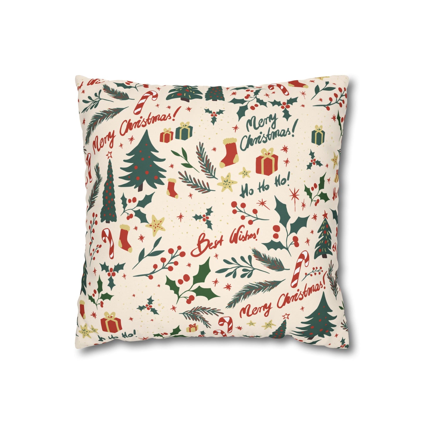 Festive Greetings Velvet Christmas Cushion Cover