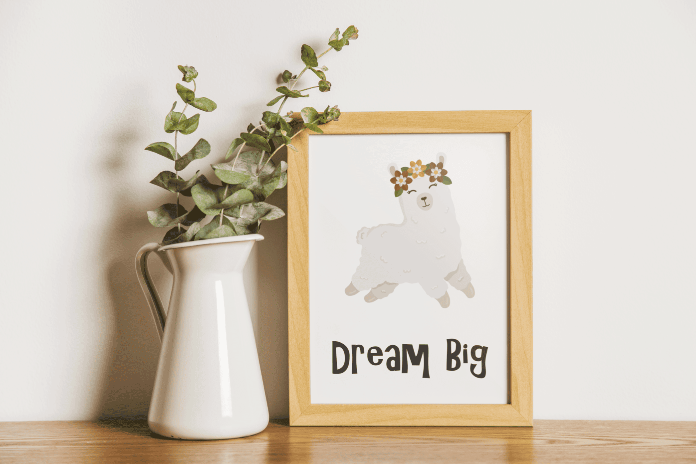 Floral Dreams Llama - Framed Wall Art