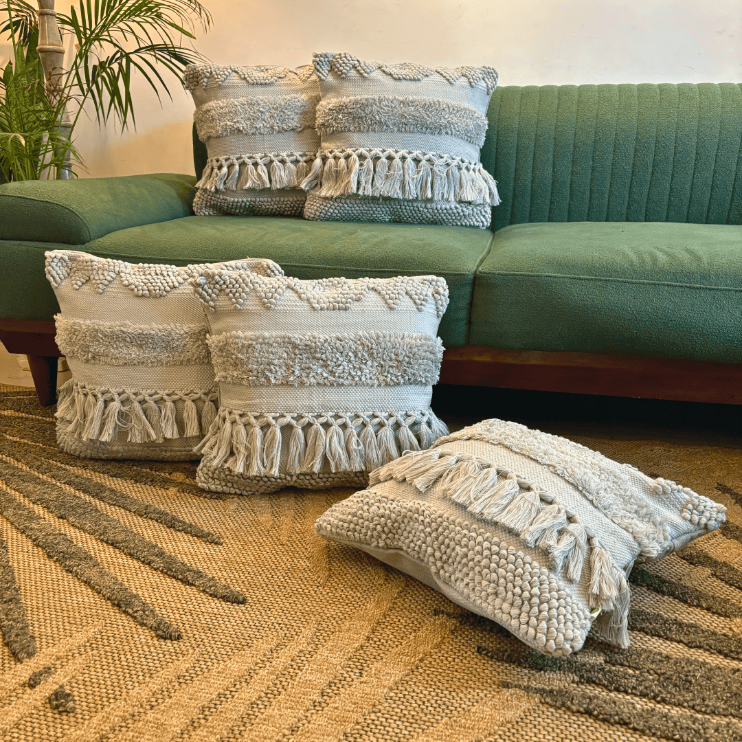 Grey Mist Tufted Cushion Cover Set of1