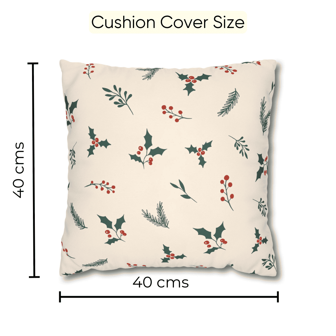 Holiday Gift & Holly Berry Velvet Christmas Cushion Cover Combo - Set of 5