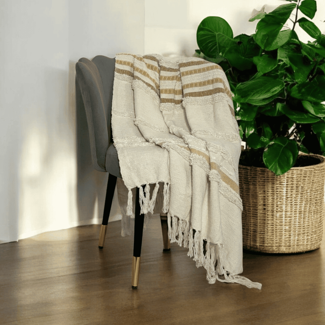 Ivory Breeze Tufted Sofa Throw