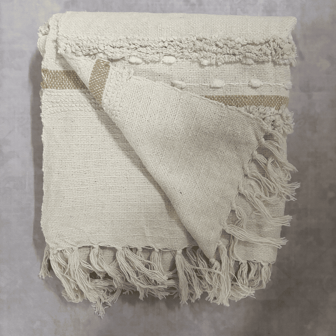 Ivory Breeze Tufted Sofa Throw