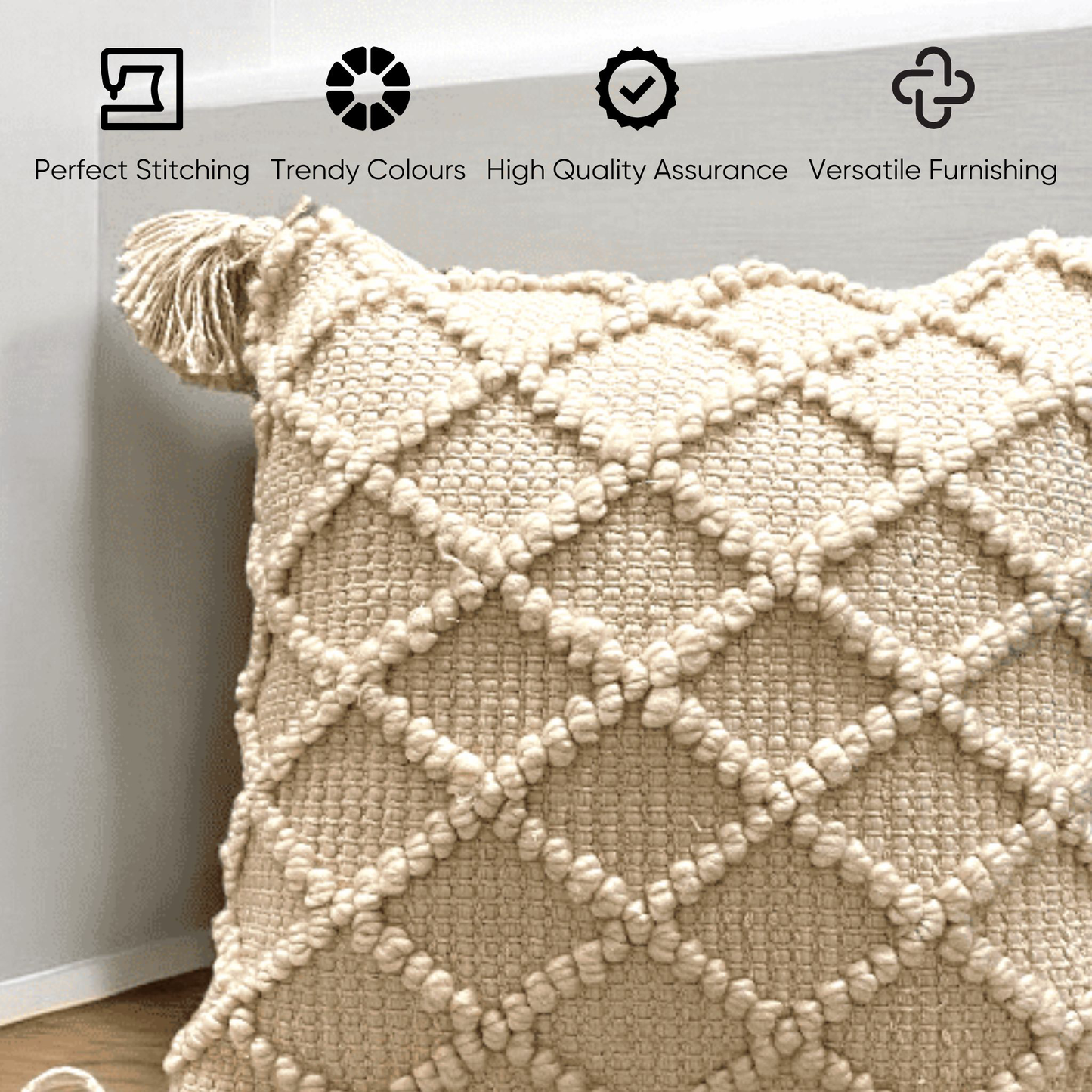 Ivory Diamond Luxe Tufted Cushion Cover