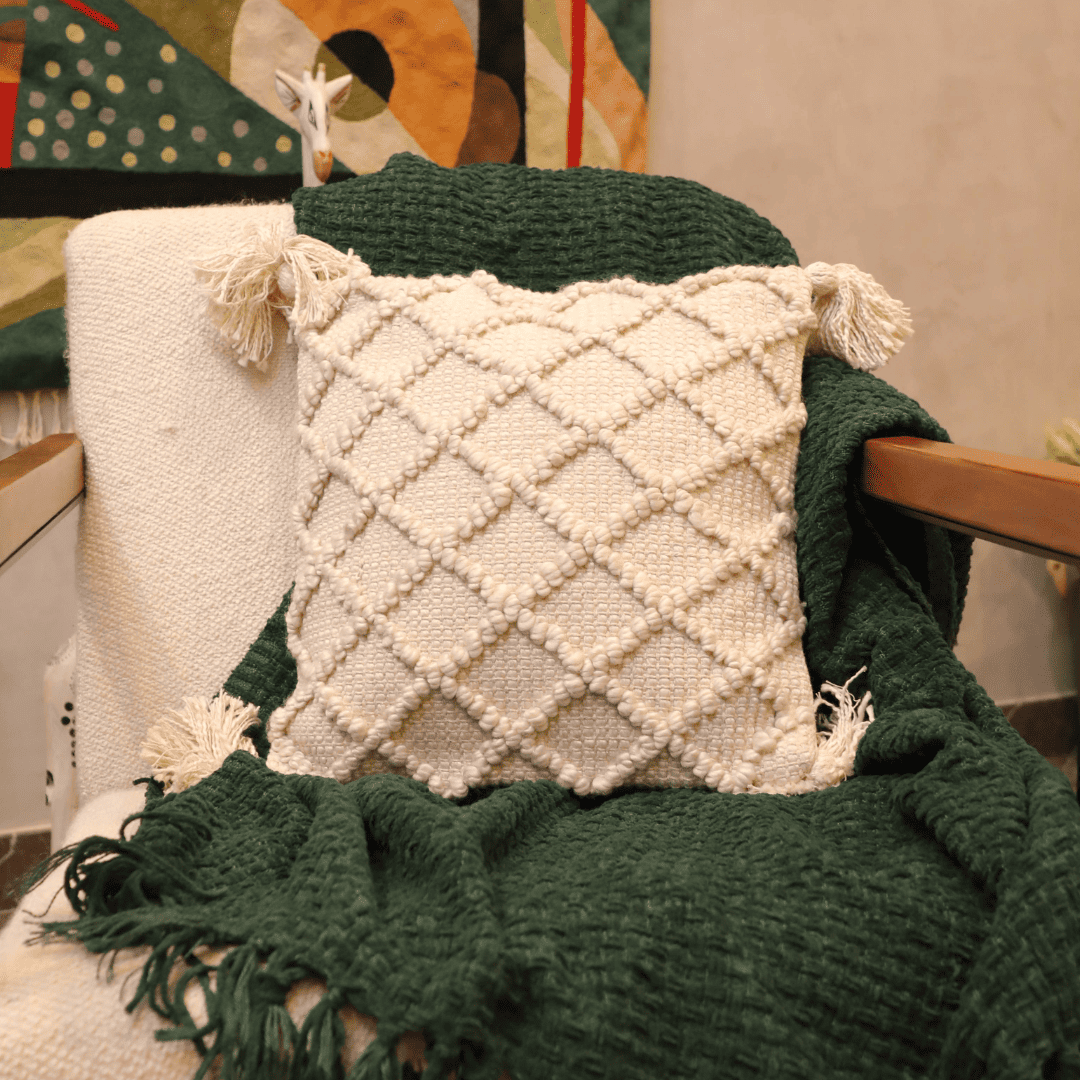 Ivory Diamond Luxe Tufted Cushion Cover