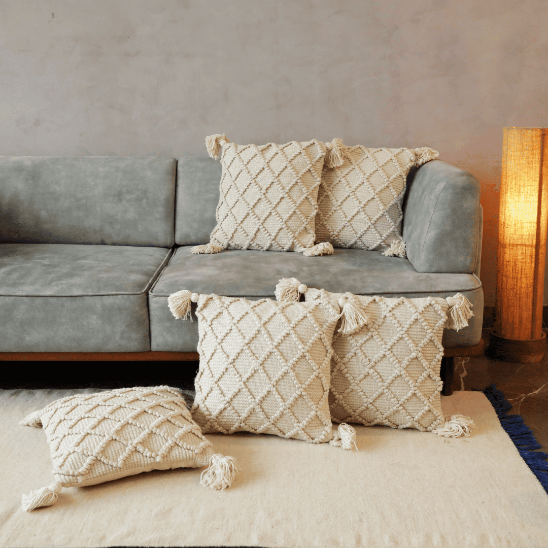 Ivory Diamond Luxe Tufted Cushion Cover