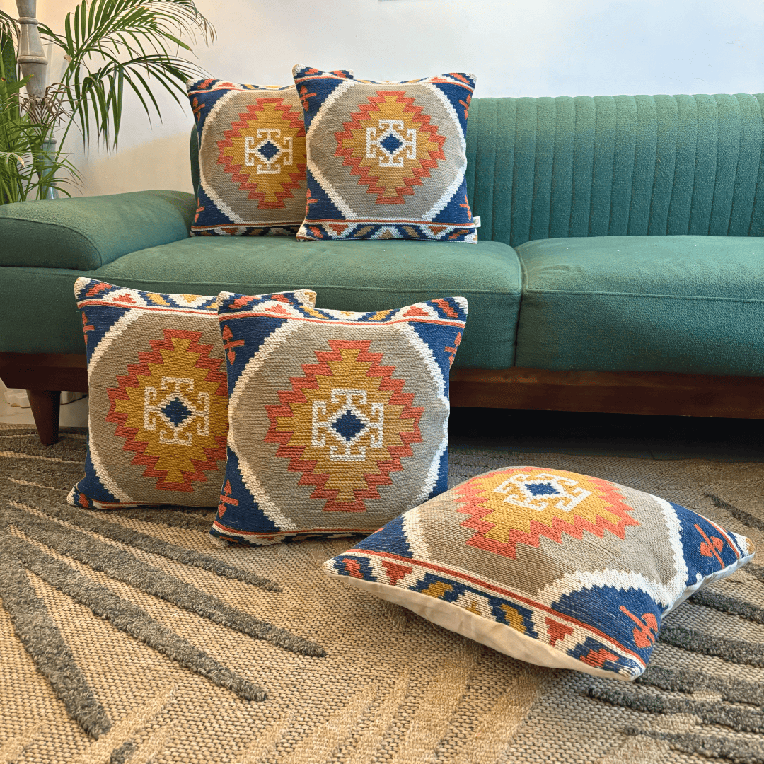 Buy Kilim Tribal Jacquard Cushion Cover Online Lushlyf