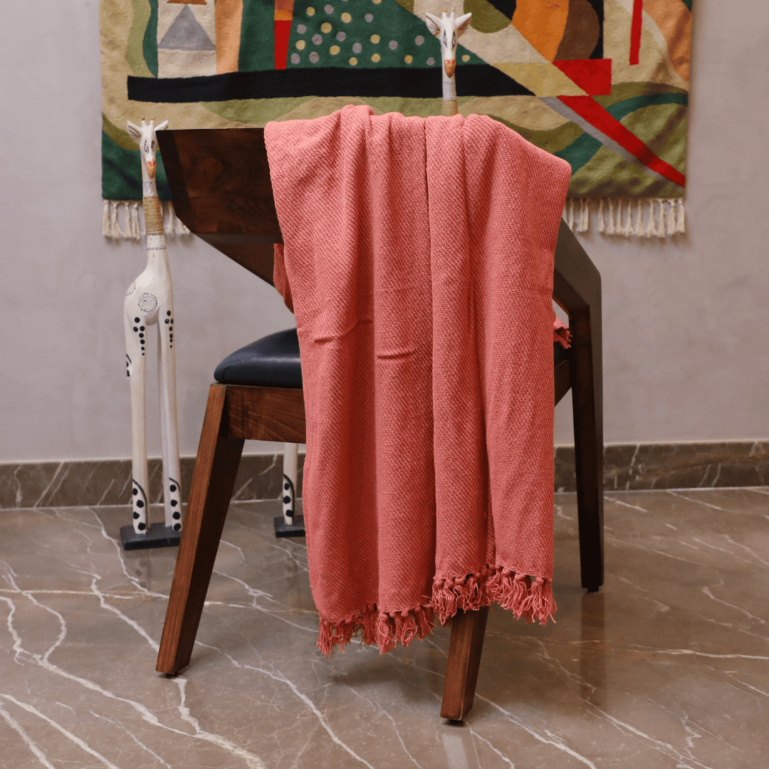 Peach Pink - Premium Chenille Sofa Throw