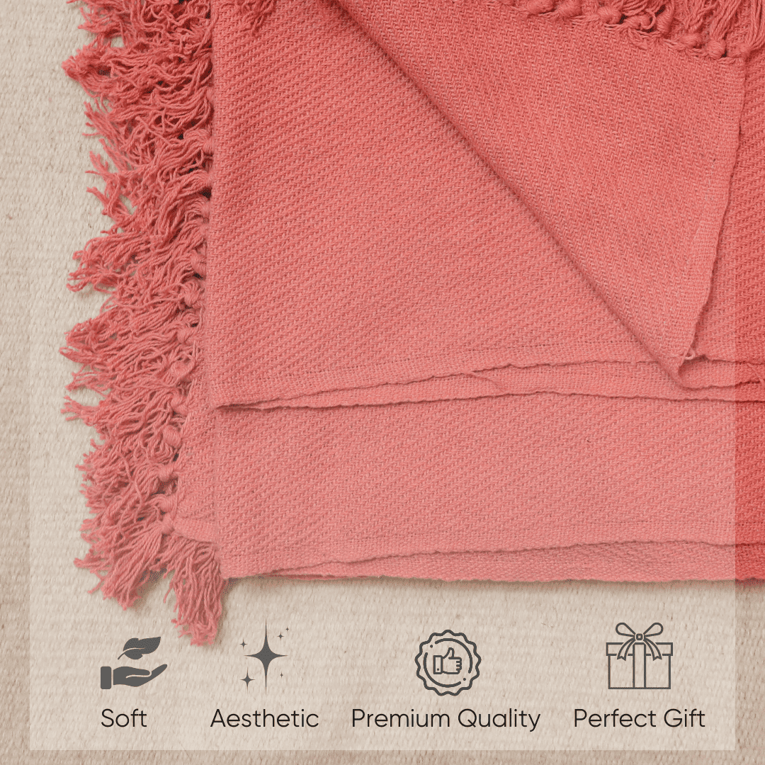 Peach Pink - Premium Chenille Sofa Throw