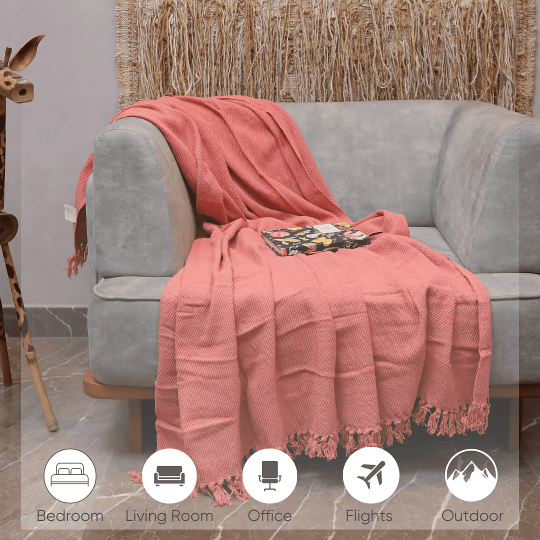 Peach Pink - Premium Chenille Sofa Throw