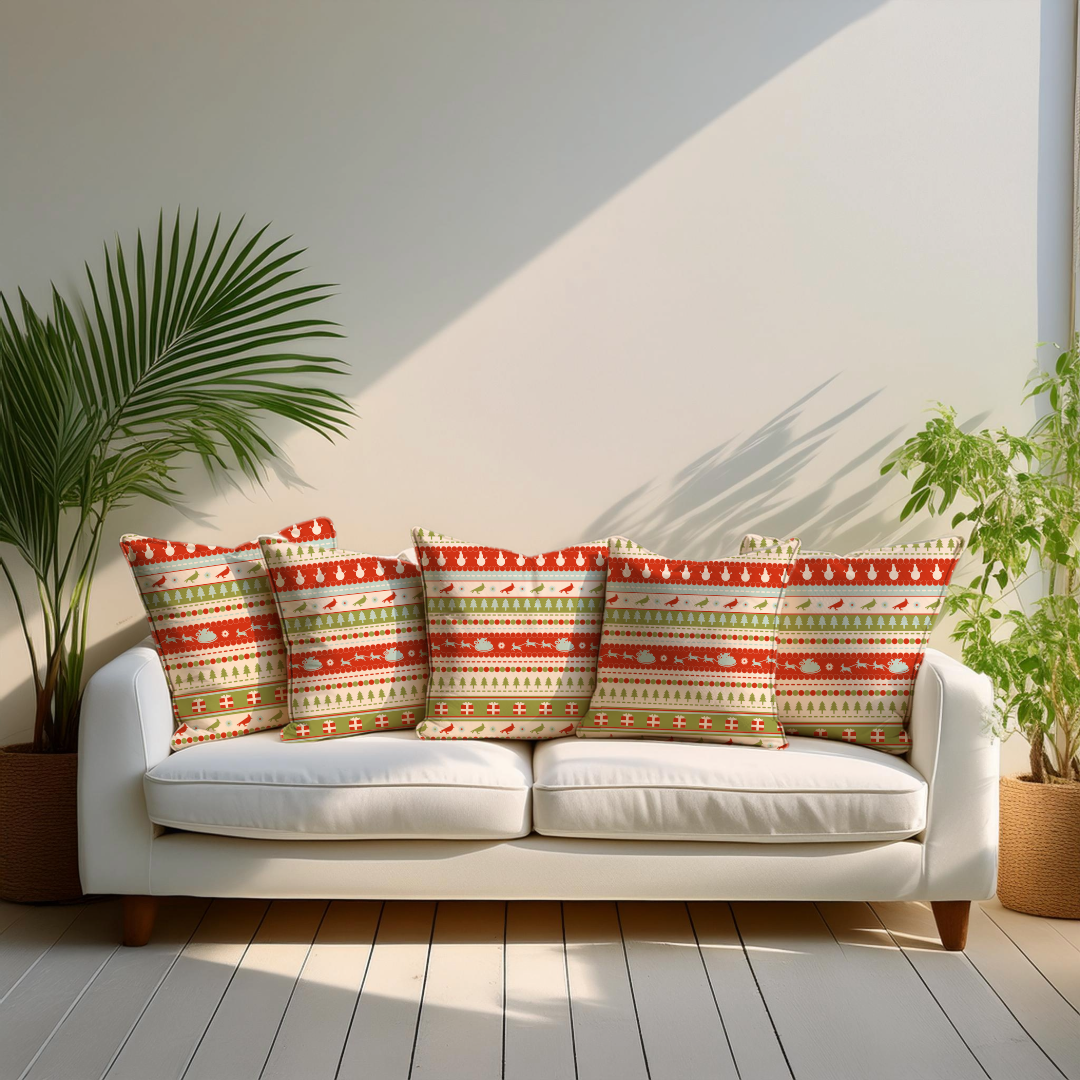 Santa's Sleigh Velvet Christmas Cushion Cover