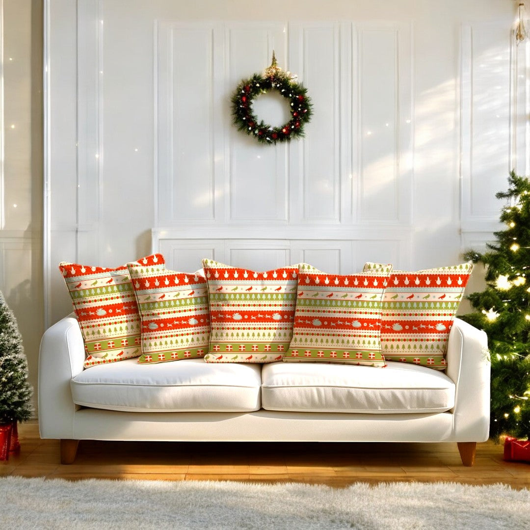 Santa's Sleigh Velvet Christmas Cushion Cover
