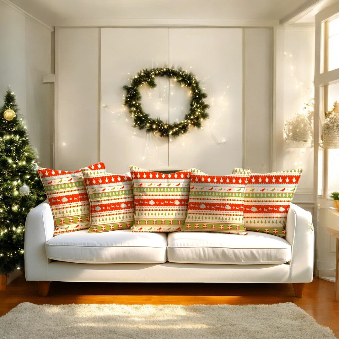 Santa's Sleigh Velvet Christmas Cushion Cover