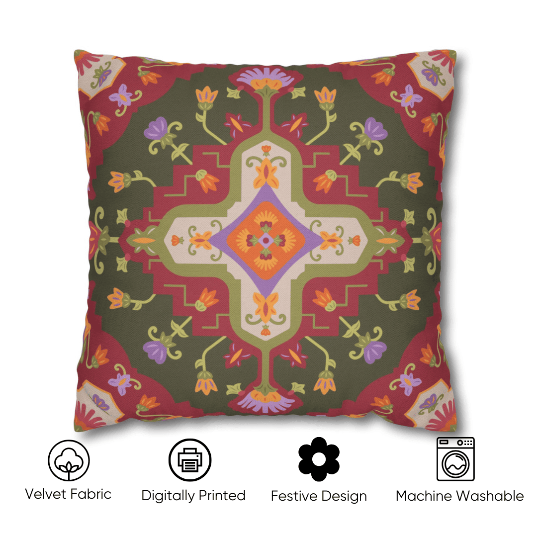 Vintage Festive Floral Velvet Cushion Cover