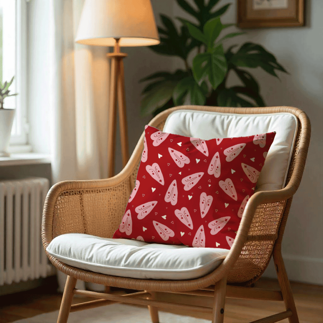 Lush Love Hearts Cushion Cover for Valentine - Velvet - 16x16in
