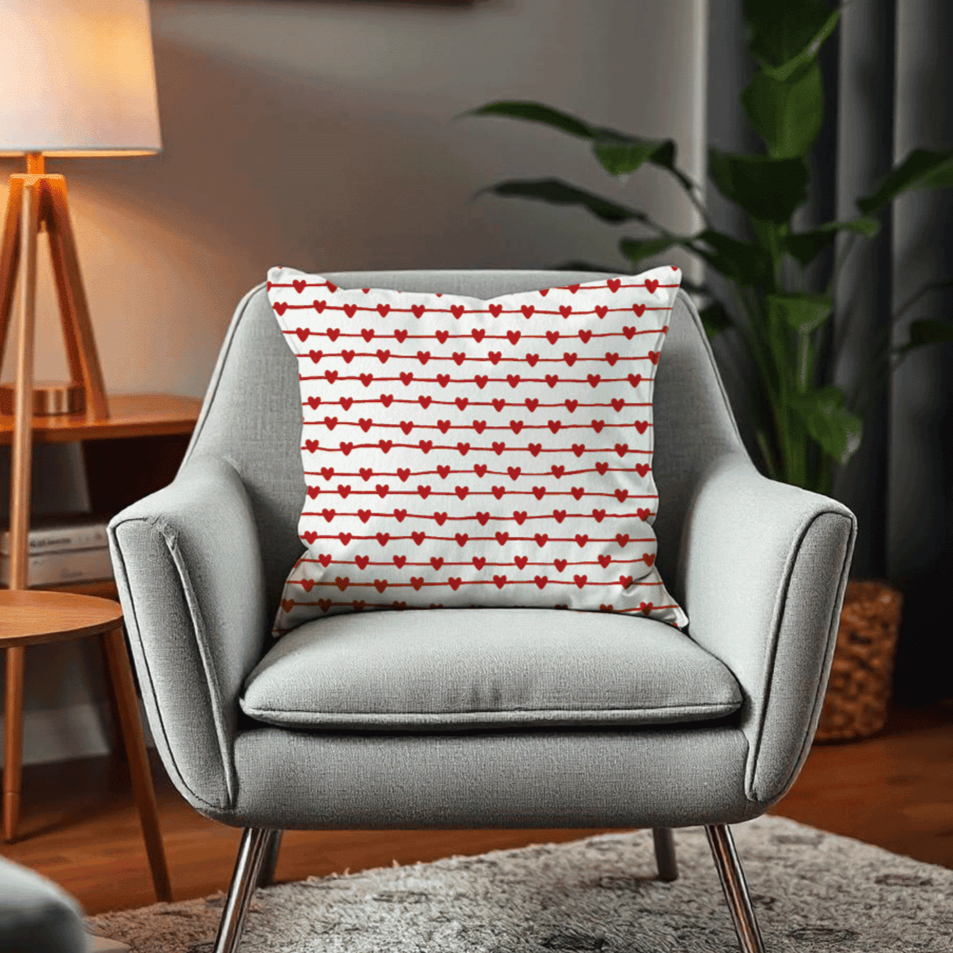 Lined Hearts Cushion Cover for Valentine - Set of 5