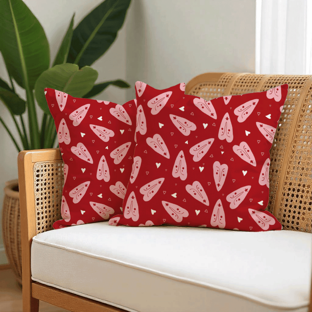 Lush Love Hearts Cushion Cover for Valentine - Velvet - 16x16in