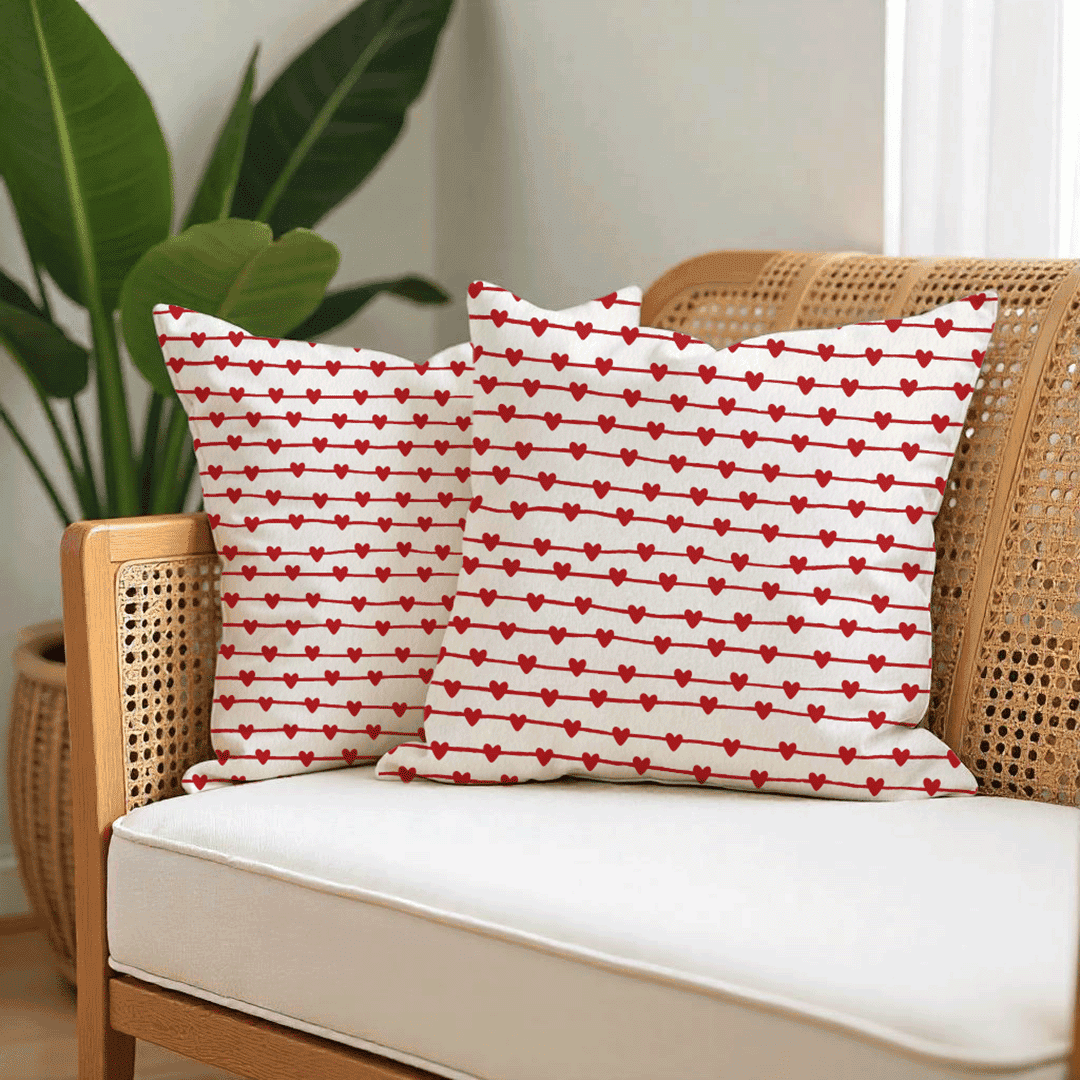 Lined Hearts Cushion Cover for Valentine - Set of 5