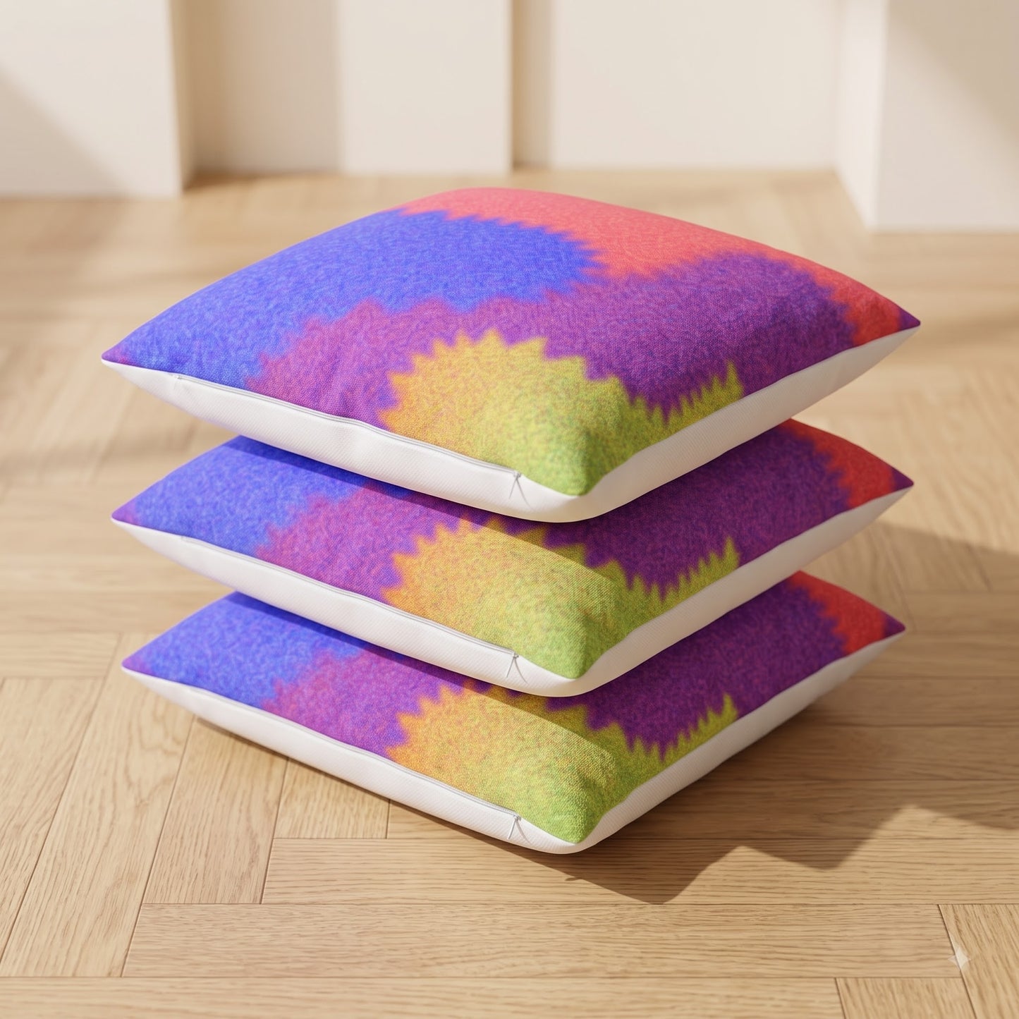 Neon Tide Abstract Velvet Cushion Cover