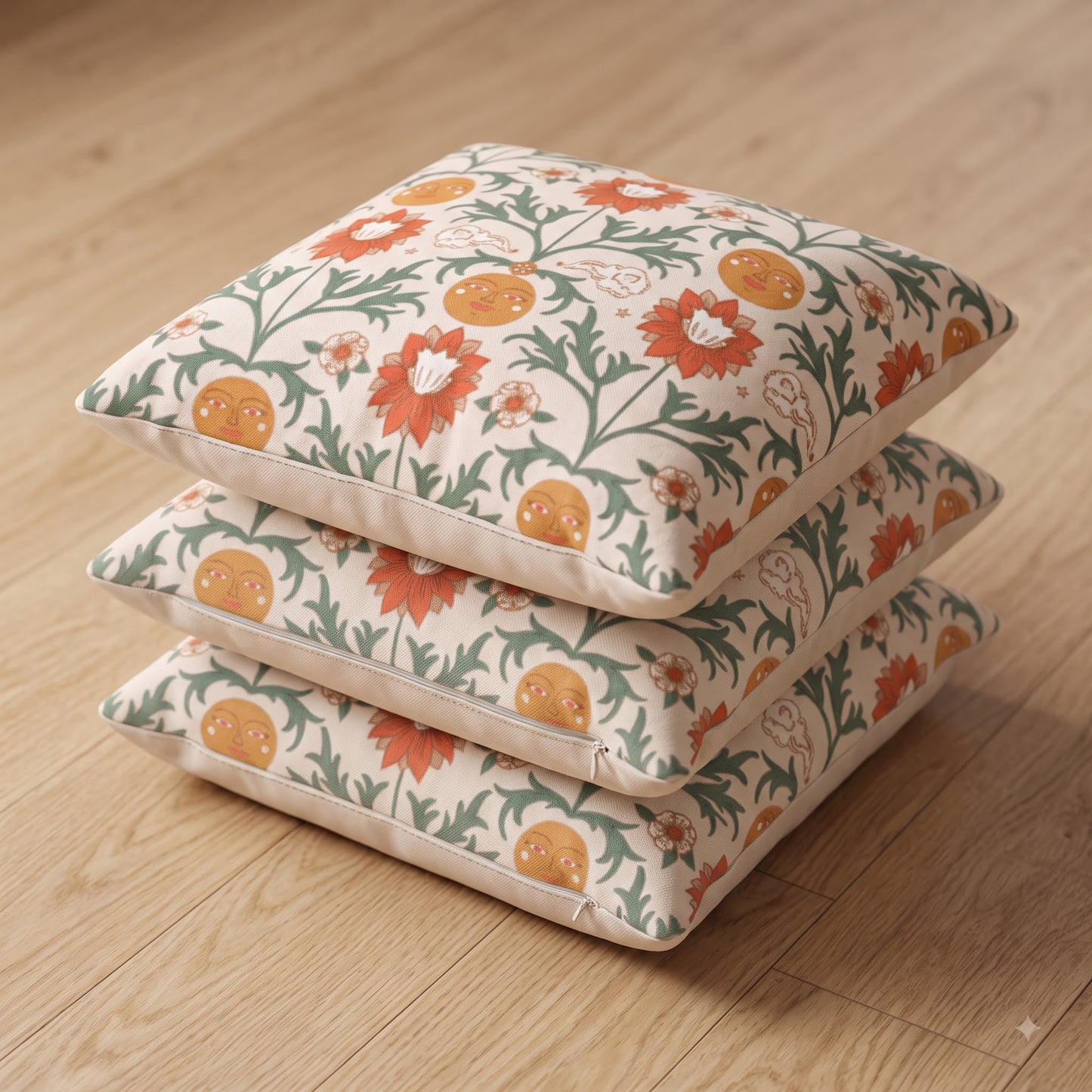 Sun Garden Folk Holland velvet cushion covers with concealed zipper detail