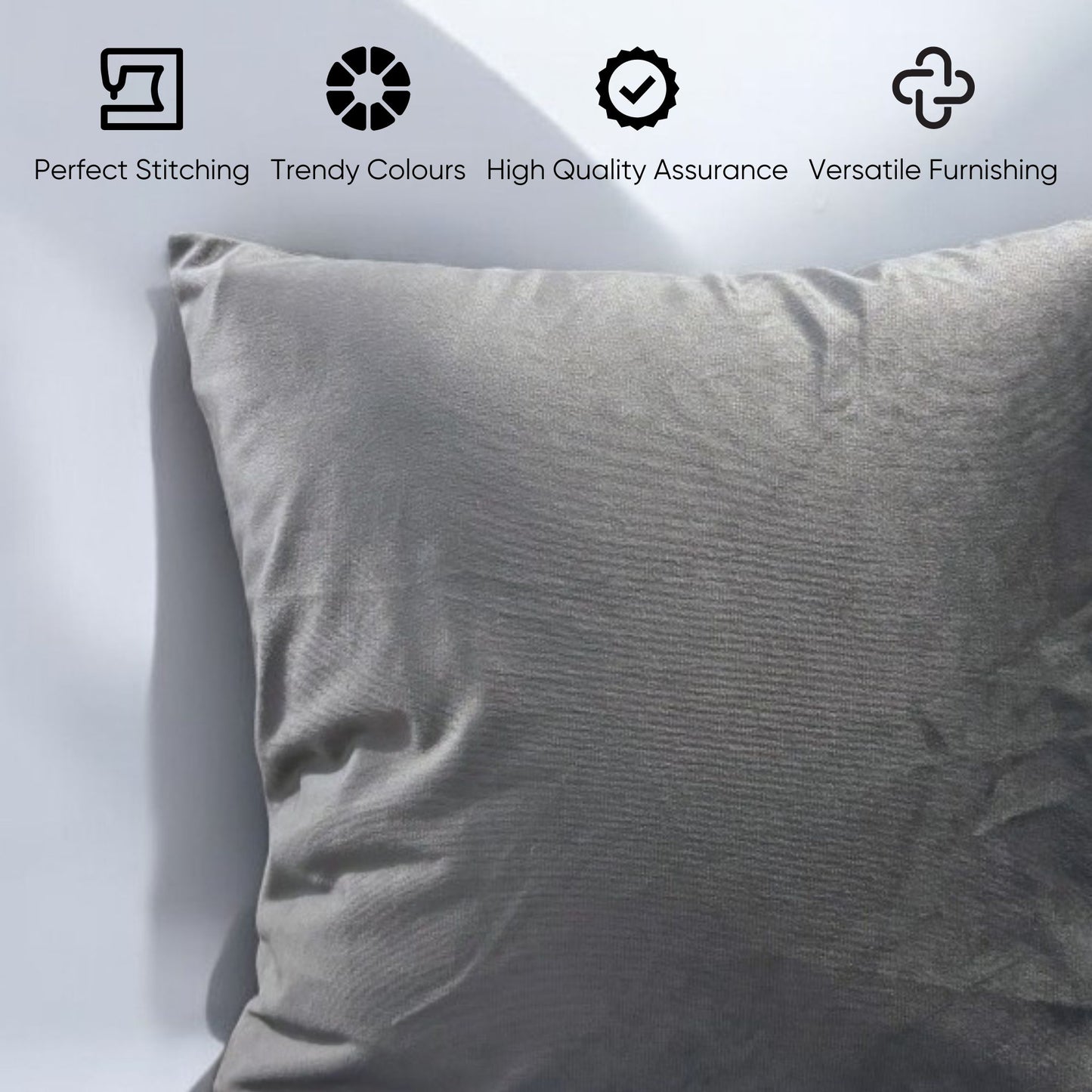 Mystic Grey Velvet Cushion Cover - Set of 3