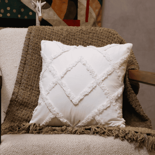 Diamond Ivory Tufted Cushion Cover