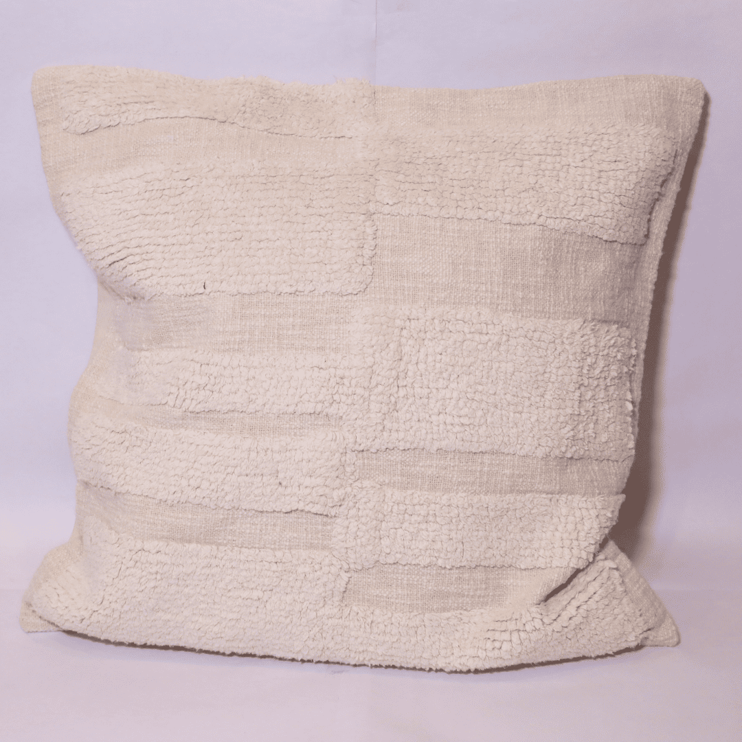 Ivory Textured Tufted Cushion Cover