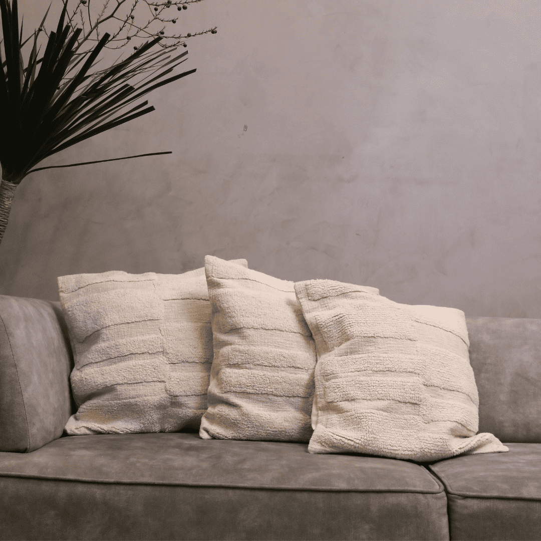 Ivory Textured Tufted Cushion Cover