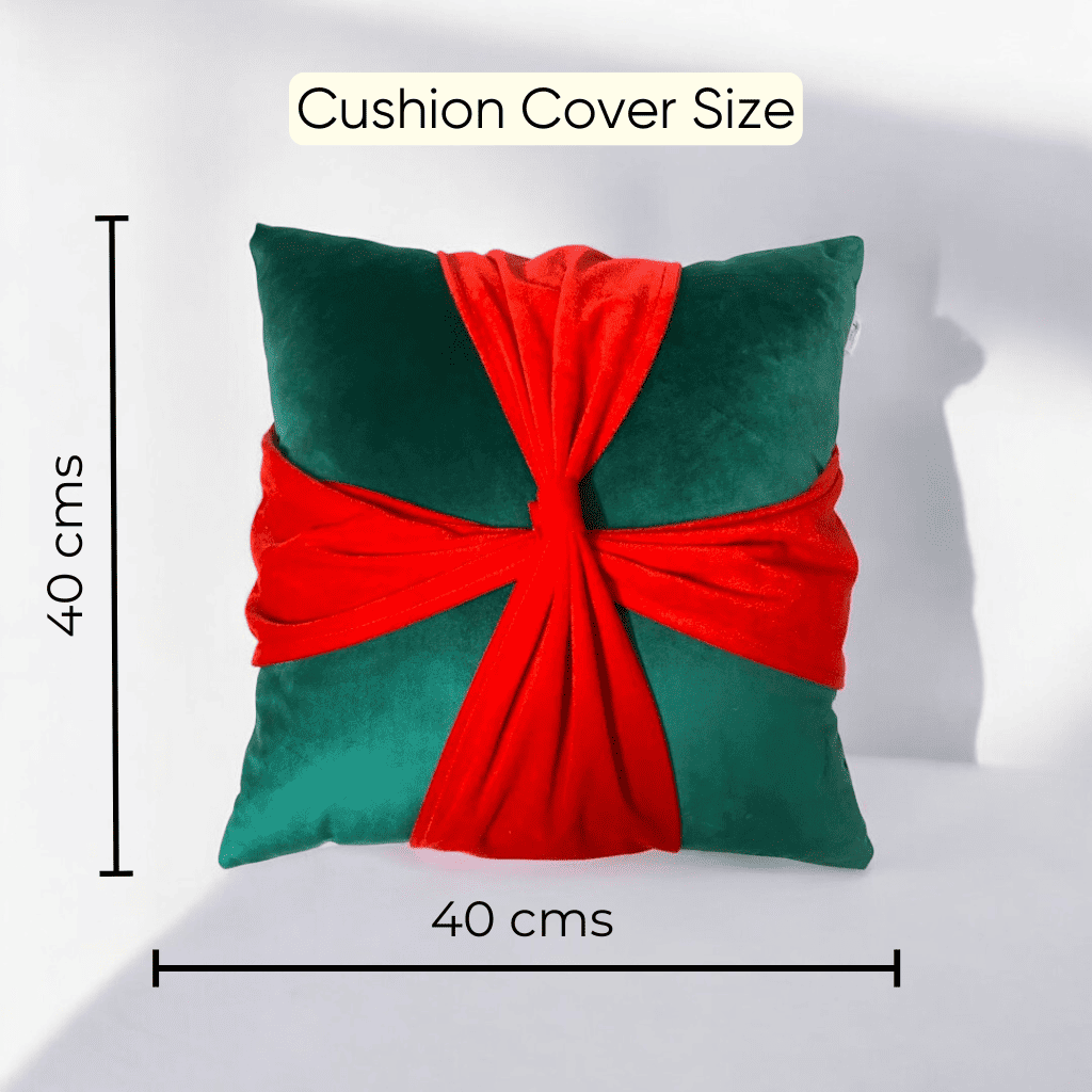 Mistletoe Bow Velvet Christmas Cushion Cover by Lushlyf