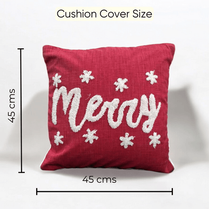 Merry Script Tufted Christmas Cushion Cover