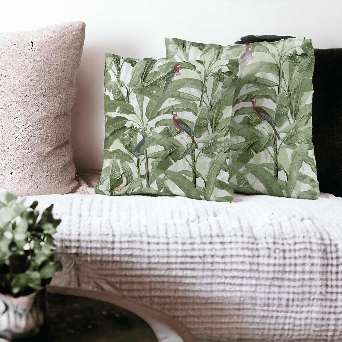 Aviary Paradise Velvet Cushion Cover - Set of 2